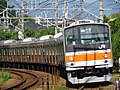 A 205 series EMU on a Musashino rapid service, July 2011