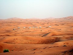 An organised dune-bashing safari in the Emirate of Dubai