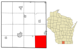 Location in Green County and the state of Wisconsin.