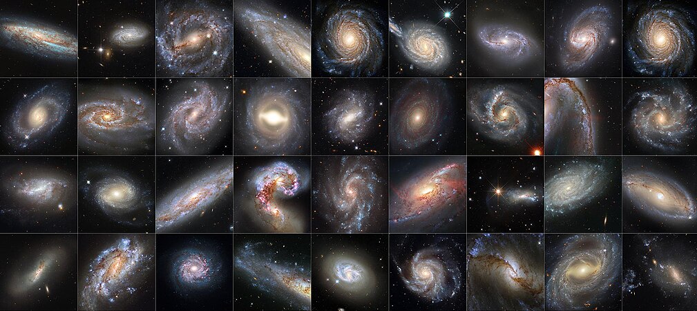 Galaxies (left/top, right/bottom): NGC 7541, NGC 3021, NGC 5643, NGC 3254, NGC 3147, NGC 105, NGC 2608, NGC 3583, NGC 3147, MRK 1337, NGC 5861, NGC 2525, NGC 1015, UGC 9391, NGC 691, NGC 7678, NGC 2442, NGC 5468, NGC 5917, NGC 4639, NGC 3972, The Antennae Galaxies, NGC 5584, M106, NGC 7250, NGC 3370, NGC 5728, NGC 4424, NGC 1559, NGC 3982, NGC 1448, NGC 4680, M101, NGC 1365, NGC 7329, NGC 3447
