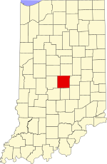 Map of Indiana highlighting Marion County