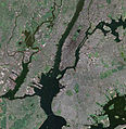 Satellite photograph of southern Manhattan taken in 2002