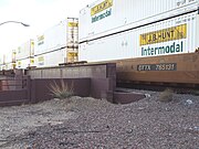 A close up view of the Peoria Underpass.