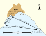 Vector map of the Gulf of Naples, showing a triangular course marked by balloons.