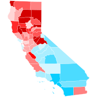 Shift in each California county from the 2014-2018 gubernatorial elections