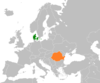 Location map for Denmark and Romania.