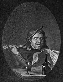 19th century lithograph of a man playing a violin