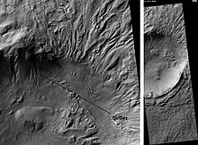 高分辨率成像科学设备显示的彭蒂克顿陨击坑冲沟。