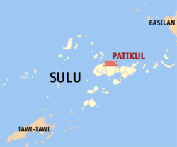 Map of Sulu with Patikul highlighted