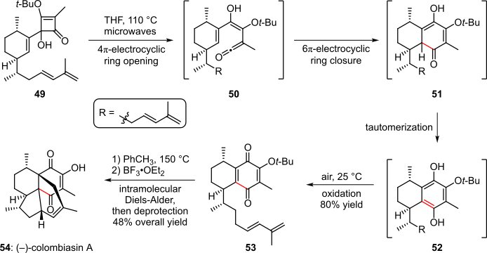 Scheme 10. Electrocyclic cascade in the total synthesis of (–)-colombiasin A