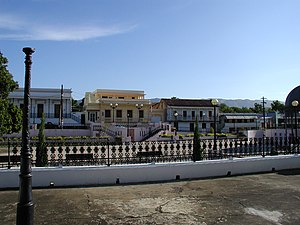 View of the main plaza or town square of Coamo.
