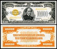 $10,000 Gold Certificate, Series 1934, Fr.2412, depicting Salmon P. Chase