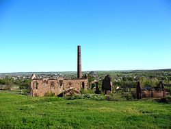 Ruins of a former coke works, with Uspenka behind it