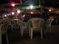 A makeshift bar at the plaza during Fiestas Patronales.