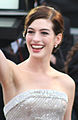 Anne Hathaway in strapless Armani Privé gown