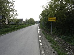 Sign post at the entrance to the settlement of Branjina in Baranja