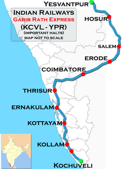 Garibrath Express (Yesvantpur - Kochuveli) Route map