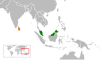 Location map for Malaysia and Sri Lanka.