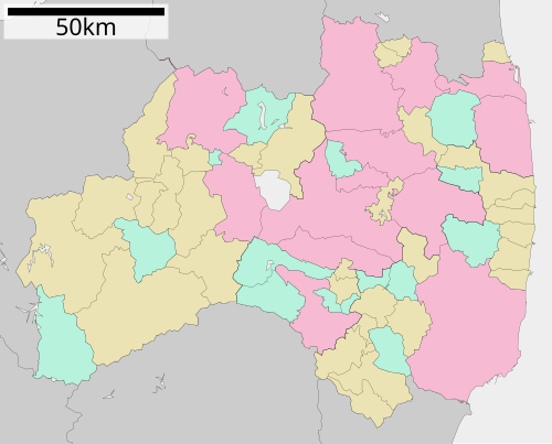 日本都道府县内自治体位置图/福岛县在福岛县的位置