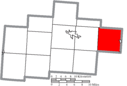 Location of Ward Township in Hocking County