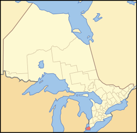 艾塞克斯县在安大略省的位置