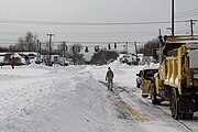 A street in West Seneca, New York being cleared