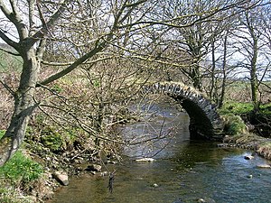 The ancient and ruined Drumachloy Bridge over the Drumachloy Burn