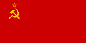 苏联国旗。红色象征革命，锤子象征工人，镰刀代表农民，红星象征苏联共产党