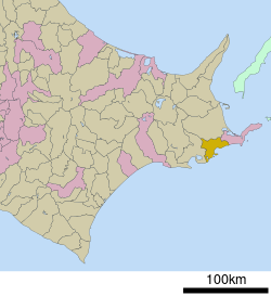 Location of Hamanaka in Hokkaido (Kushiro Subprefecture)