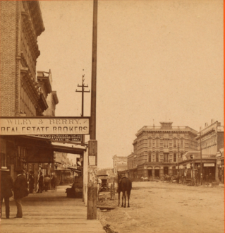 Further north on Main St., looking south towards Temple Block, mid-1870s