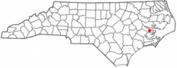 Location of Aurora, North Carolina