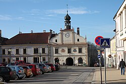 Town square with the town hall