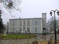 General Dominik Dziewanowski's Szafarnia manor (with Chopin's bust in front) where Chopin vacationed in 1824 and 1825; now a Chopin Center