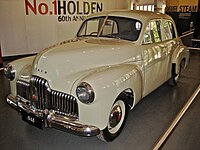 The first Holden 48-215 sedan off the production line.