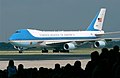 Image 55A Boeing 747 aircraft with livery designating it as Air Force One. The cyan forms, the US flag, presidential seal and the Caslon lettering, were all designed at different times, by different designers, for different purposes, and combined by designer Raymond Loewy in this one single aircraft exterior design. (from Graphic design)