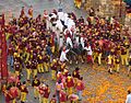 Carnival Parade in Ivrea, Italy: the battle of the oranges