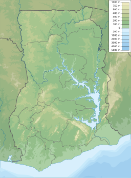 Location of the body of water in Ghana.