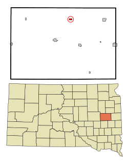 埃尔温在金斯伯里县与南达科他州的位置