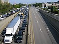 MA Route 99 as observed at approximately 9:30 AM on a weekday from the Bunker Hill Community College skywalk parallel to, and just north of, Austin Street in Charlestown, MA.