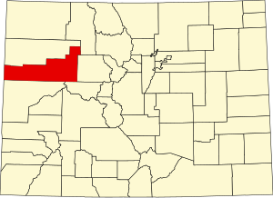 Map of Colorado highlighting Garfield County