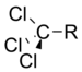 A trichloromethyl group bonded to R.