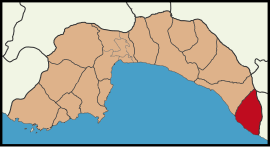 Map showing Gazipaşa District in Antalya Province