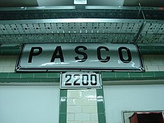 Original signage at Pasco station