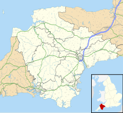 Huntshaw Cross transmitting station is located in Devon