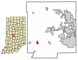 Location of Amo in Hendricks County, Indiana.