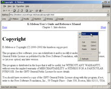 Screenshot of K-Meleon with a right-click menu