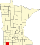 诺布尔斯县在明尼苏达州的位置