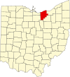 State map highlighting Lorain County