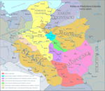 1275年至1300年左右的立陶宛与波兰地图，可看见立陶宛－波兰边界。