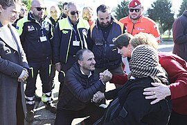 EU officials meeting displaced people